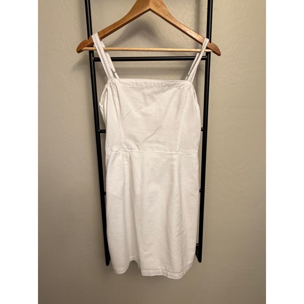 Abercrombie & Fitch White Tie Front Mini Dress Size M | Summer Linen Blend - Picture 3 of 6